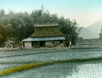 Et bondehus i Japan, cirka 1900–1915 (fotografi)