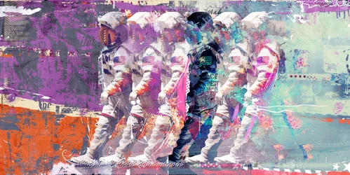 Astronaut Moonwalk, 2014 (blandet media på lerret)