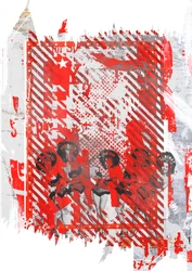 Tracy og vennene hennes, 2015 (Collage on canvas)