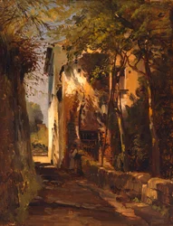 En landevei i Sorrento (olje på lerret)