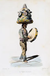 Tamburmannen, gravert av Giovanni Fusaro (1803-1894) etter en tegning av Teodoro Duclere (1816-1867). Italia