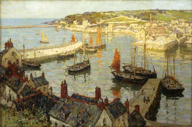 Brixham Harbor (olje på lerret)