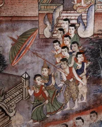 Detalj fra et veggmaleri ved Wat Phra Singh