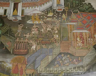 Detalj av byen Phitsanulok, Wat Bowonniwet Vihara, Bangkok
