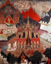 Scener fra Buddhas liv, midten av 1800-tallet (veggmaleri)