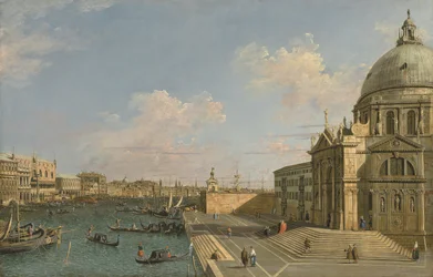 Inngangen til Canal Grande, Venezia, sett mot øst, ca. 1730-tallet (olje på lerret)
