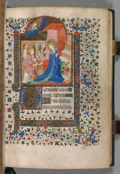 Timebok Bruk av Paris: Fol. 37r, Bebudelse, ca. 1420.