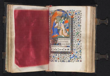 Timebok Bruk av Paris: Fol. 66v, dekorert kant, ca. 1420.