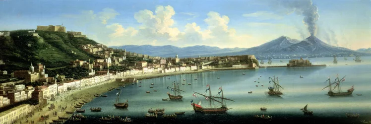 Napoli, fra høydene av Posillipo med Vesuv i det fjerne, 1740