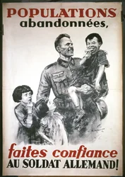 Fransk plakat fra begynnelsen av den tyske okkupasjonen i juni 1940: «Stol på den tyske soldaten»