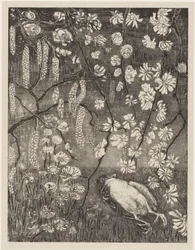 Død fugl under hassel- og kaprifolgreiner Flower Studies (original serietittel)