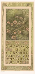 August kalenderside med øgle og lyng Kalender 1911 12 litografier av Th. v. Hoytema (serietittel)