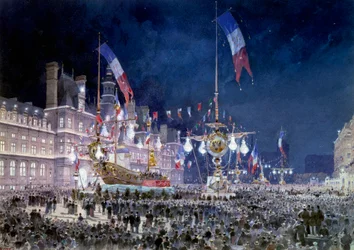 Mottakelse i Paris rådhus av den russiske fløyen Maleri av Theodore Joseph Hubert dit Fedor Hoffbauer (1839-1922) 1893. Paris, Musee Carnavalet