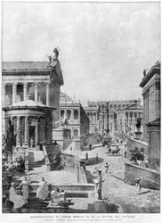 Det romerske forum for antikken, 1914 (bw gravering)