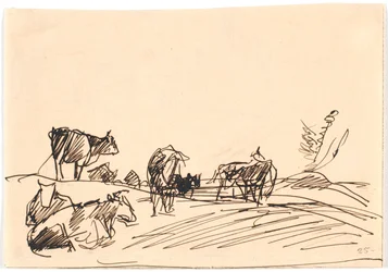 Landskap med liggende og stående kyr
