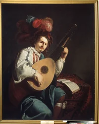 ""Lutespilleren"" Maleri av Theodor Rombouts (1597-1637) Regionalt kunstmuseum fra 1600-tallet, Vinnytsia