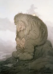 The troll who wonders how old he is   1313269   no       norwegian Successfully Translated  Original: Twee hondshaaien op het strand Canicula. LAnche ou Roussette (title on object) Vissen en andere zeedieren - zoutwater tweede reeks (series title) Poissons