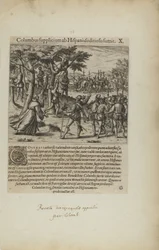 Columbus lider tortur fra de opprørske spanjolene. X. (fra boken Americae, del fire)
