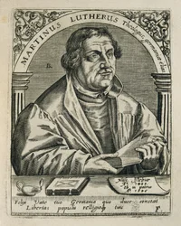 LUTHER, Martin (1483-1546). Tysk religiøs reformator. Stikk. SPANIA. MADRID (AUTONOM REGION). Madrid. Nasjonalbiblioteket
