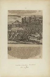 De angriper spanjolene, men lederen deres gir etter: Thandeum.... (fra boken Americae, del fem)