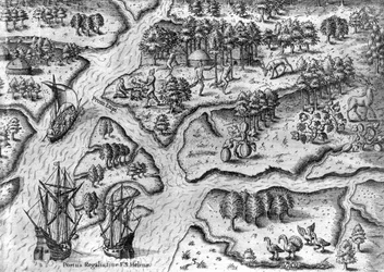 Den franske ekspedisjonen lander i Port Royal i Florida