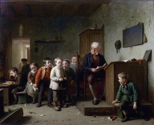 La salle de classe - Klasserommet - Heuvel, Theodore Bernard de (1817-1906) - 1872 - Olje på tre - 37x44,5 - Privat samling