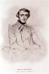 Portrett av Alexis de Tocqueville. Litografi av Chasseriau. 1800-tallet.