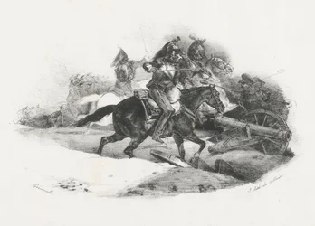 Kyrassierer som stormer en artilleribatteri (Cuirassiers Charging An Artillery Battery)