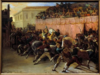 Gratis hesteveddeløp i Roma. Maleri av Theodore Gericault (1791-1824)