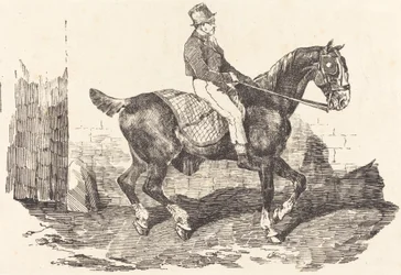 Groom montert på en vogn-hest
