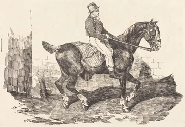 Stallgutt på en vognhest (Cheval de carrosse monte par un palfrenier)