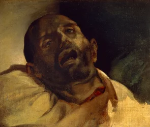 Hodet av en guillotinert mann («Le guillotine»), av Jean-Louis Théodore Géricault (1791-1824), 40 x 49 cm