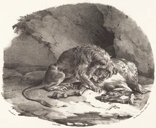 Hest fortært av en løve (Cheval devore par un lion)