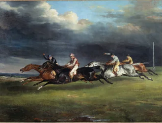 Horse Race sier derbyet på Epsom Painting av Theodore Gericault