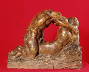 Jupiter og Antiope (første side), ca. 1818 (stein med brun patina)