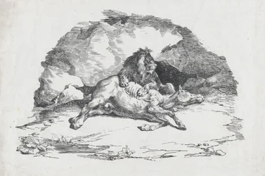 Løve fortærer en hest, 1818.