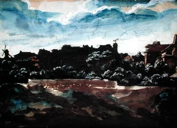 Utsikt over åsene i Montmartre (akvarell)
