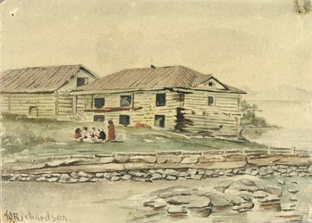 Bygninger går til ruin, Alaska, 1884.