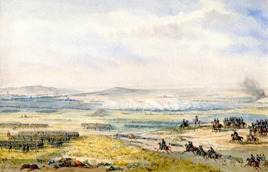 Slaget ved Wagram, ca. 1850 (akvarell)