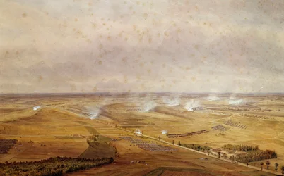 Koalisjonskriger: "" Slaget ved Valmy den 20.09.1792 som så franskmennenes seier mot prøysserne""" Akvarell gouachee av Theodore Jung (1803-1865) 1792 Søn. 0,63x0,99 m