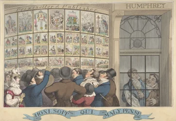 Honi. Så jeg. Qui. Mal. Y. Pense: The Caricature Shop of G. Humphrey, 27 St. James..., 12. august 1821.