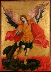 archange Saint Michel - Erkeengelen Michael - Peinture (ikon) av Theodore Poulakis (1622-1692) - Andre halvdel av det 17. århundre. - Tempera på panel - 76x54,3 - Benaki-museet, Athen
