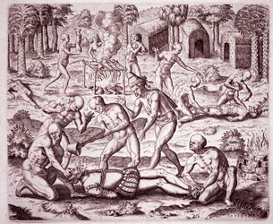 Amerikas historie: beskrivelse av torturen indianerne påførte spanske nybyggere ved å helle gull i munnen deres og skjære av lemmene deres for å spise dem