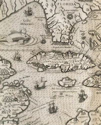 Island of Cuba, Florida og Gulf of Mexico, gravering fra History of American Grand Voyages