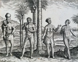 Innfødt Etiopia, fra arbeidet India Orientalis gravering av Theodor de Bry (1528-1598), Afrika