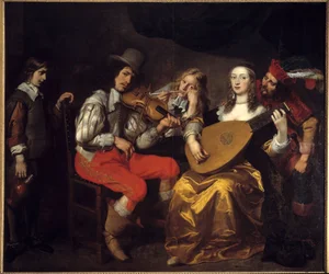 En konsert i 1650 (Nederland). Maleri av Van Thulden (1606-1669) Ec. Flam.