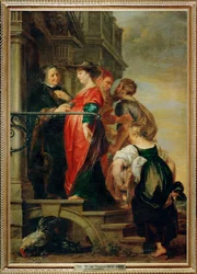 Besøket - Den hellige Maria besøker den hellige Elisabeth (maleri på lerret)