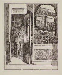 Kaffebar, 1900-tallet (etsing)
