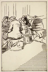 Tre kvinner sittende, 1900-tallet (radering)
