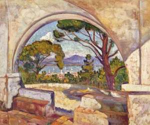 Saint Tropez, utsikt over St Chapel, ca. 1920